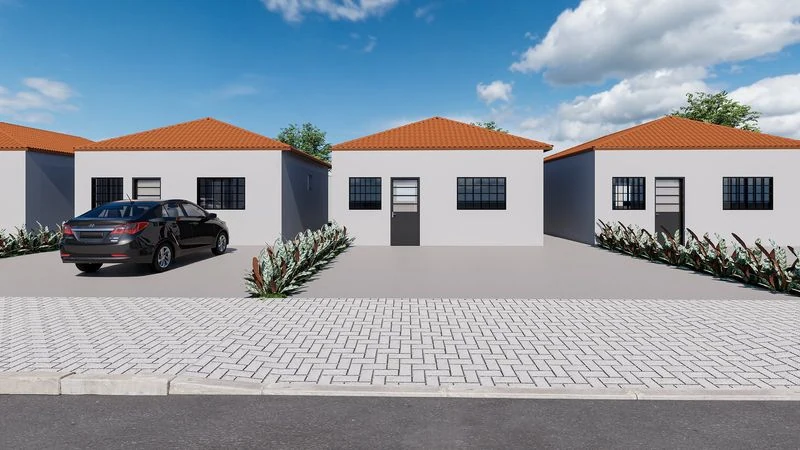 Fachada do modelo 48,89 m² da Sadalla Engenharia