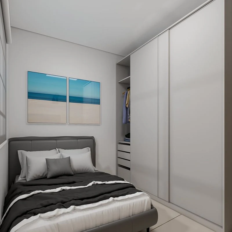 Quarto de casal do modelo 48,89 m²