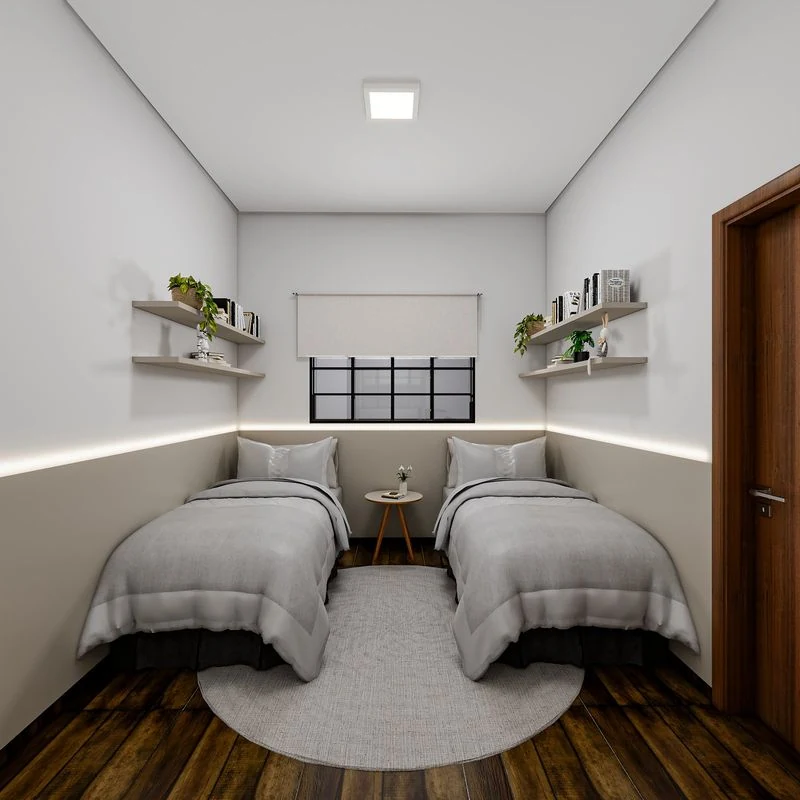 Quarto de solteiro do modelo 51,67 m²