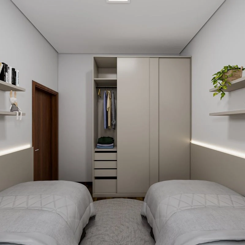 Quarto de solteiro do modelo 51,67 m²