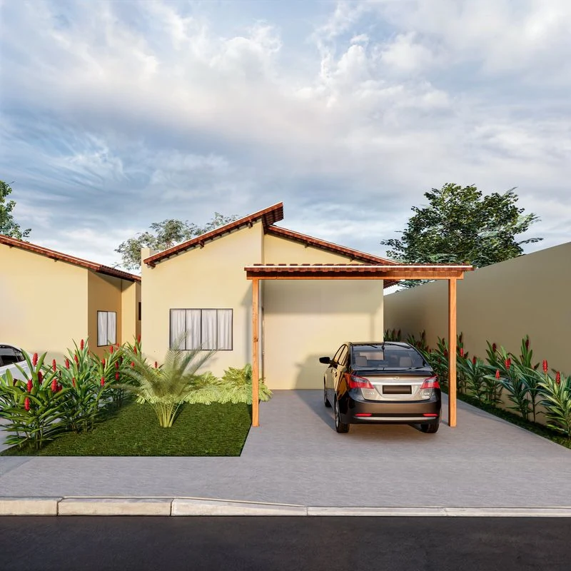 Fachada do modelo 52,10 m² da Sadalla Engenharia
