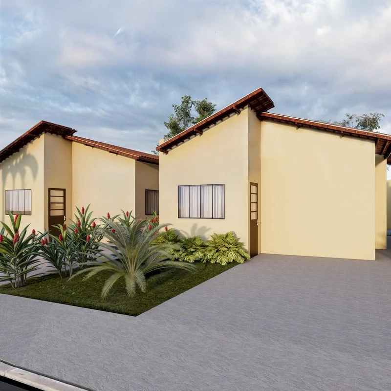 Fachada do modelo 52,10 m² da Sadalla Engenharia