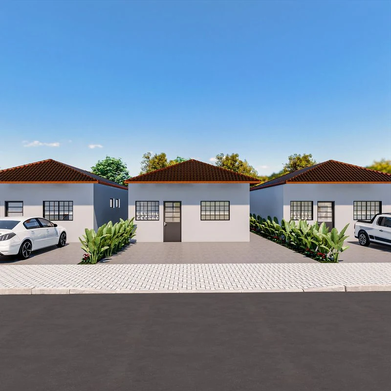 Fachada do modelo 53,01 m² da Sadalla Engenharia