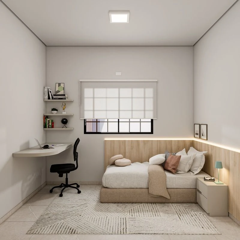 Quarto de solteiro do modelo 53,01 m²